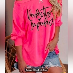 Pink Oversized 3/4 Sleeve Hoodie